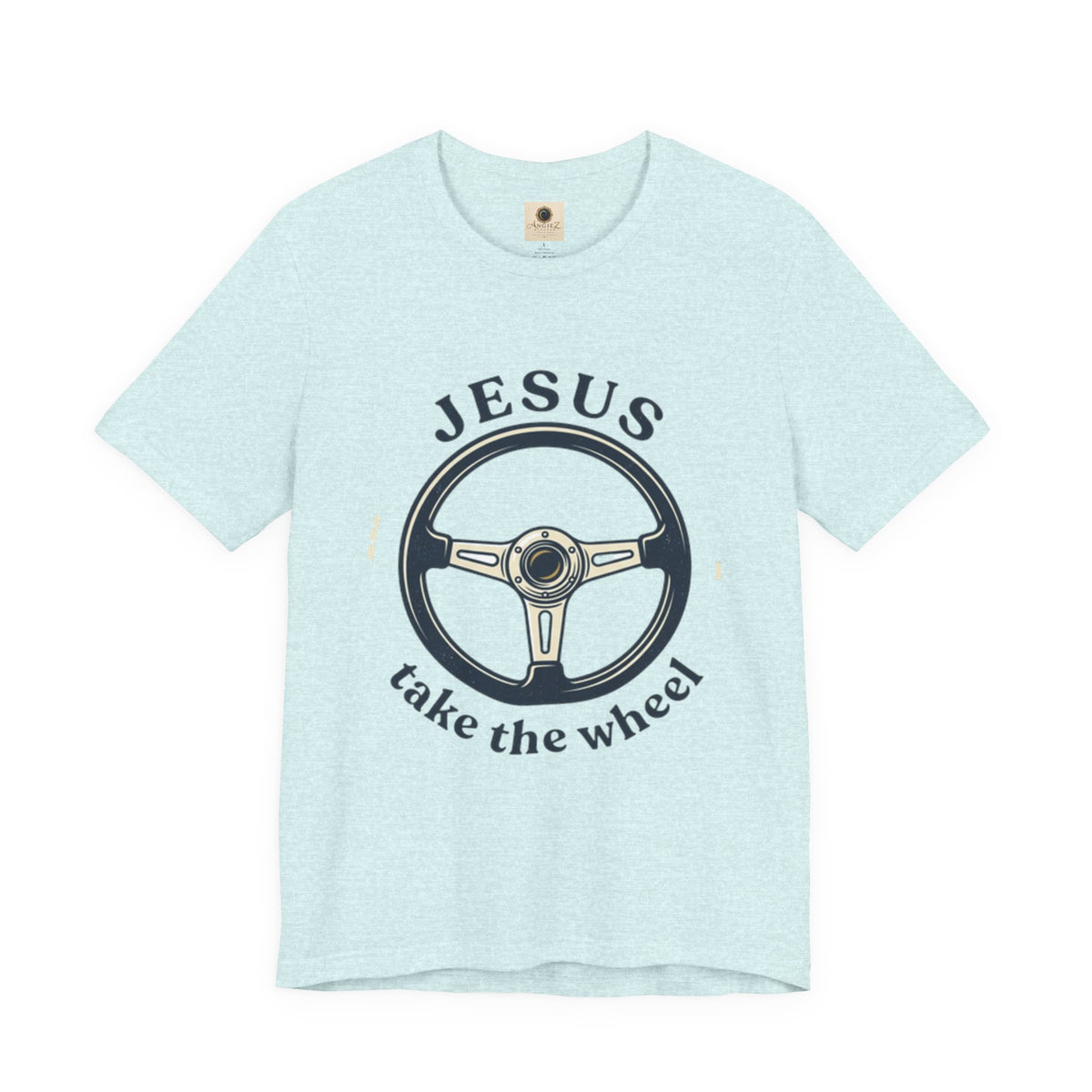 Christian Tee — "Jesus Take the Wheel" Vintage Steering Wheel Graphic