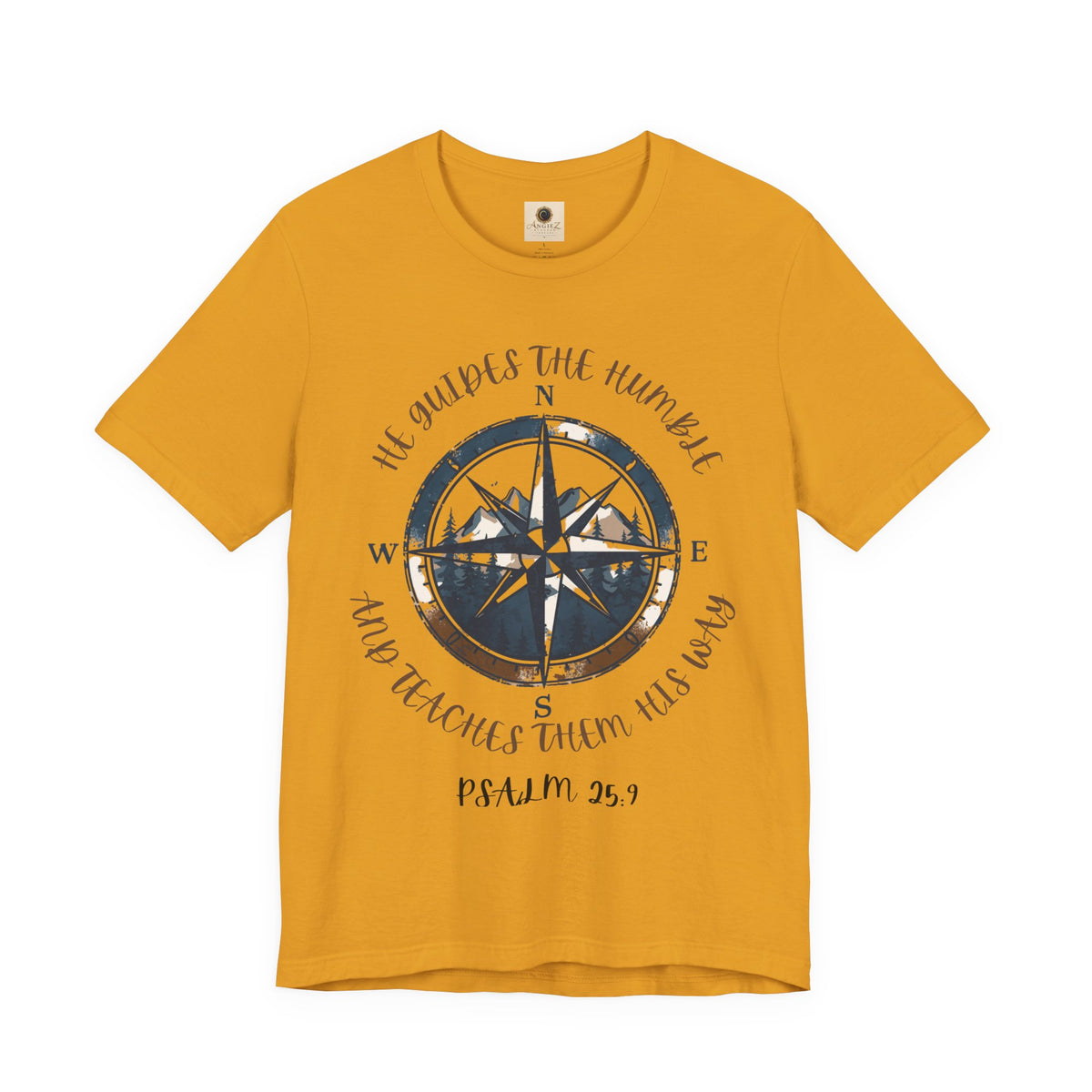 Compass Psalm T-Shirt — "He Guides The Humble and Teaches Them His Way" (Psalm 25:9)