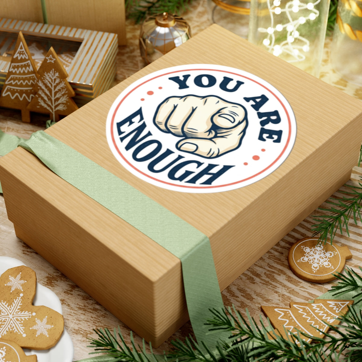 You Are Enough Sticker — Motivational Kiss-Cut Vinyl Sticker for Laptops, Water Bottles & Journals