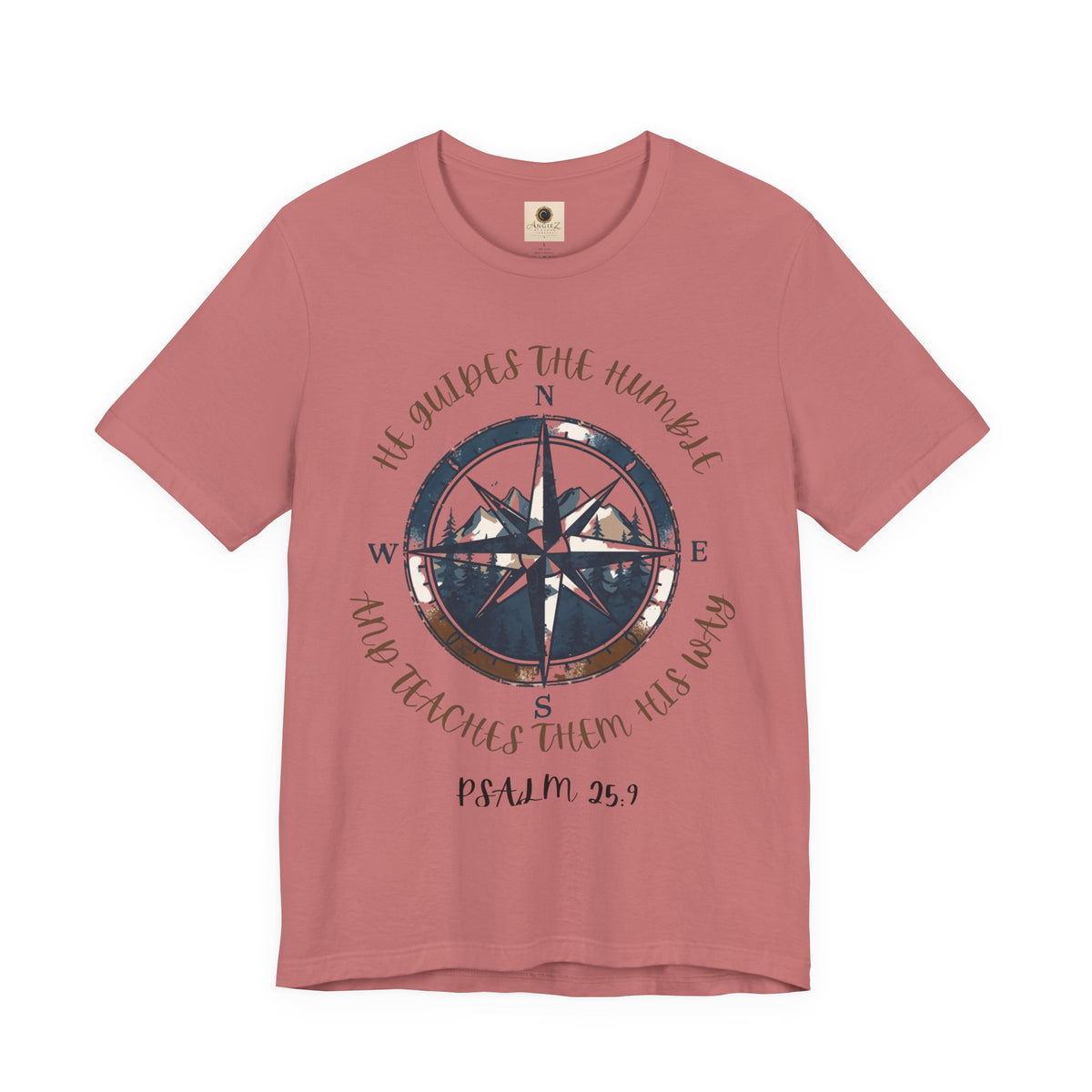 Compass Psalm T-Shirt — "He Guides The Humble and Teaches Them His Way" (Psalm 25:9)