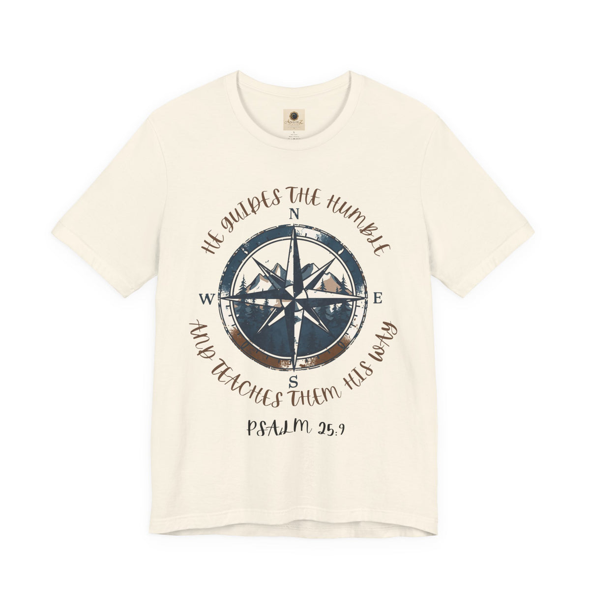 Compass Psalm T-Shirt — "He Guides The Humble and Teaches Them His Way" (Psalm 25:9)