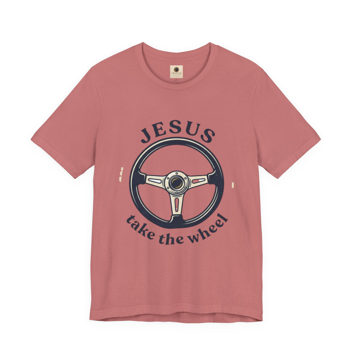 Christian Tee — "Jesus Take the Wheel" Vintage Steering Wheel Graphic