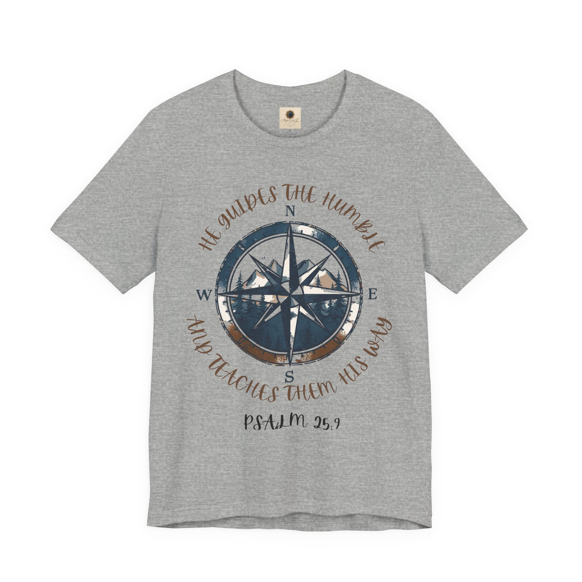 Compass Psalm T-Shirt — "He Guides The Humble and Teaches Them His Way" (Psalm 25:9)