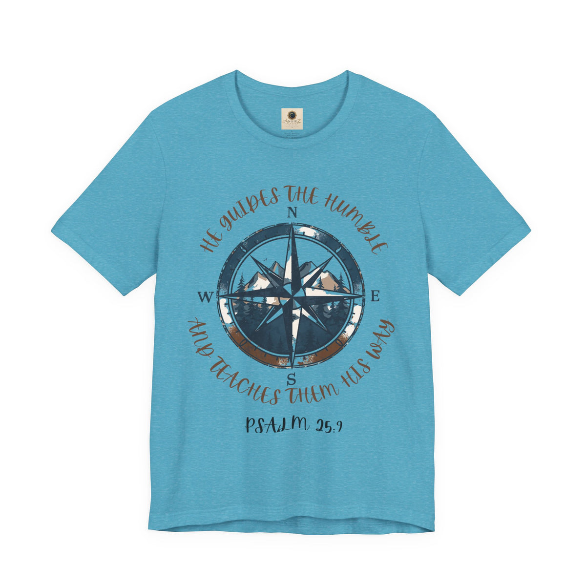 Compass Psalm T-Shirt — "He Guides The Humble and Teaches Them His Way" (Psalm 25:9)