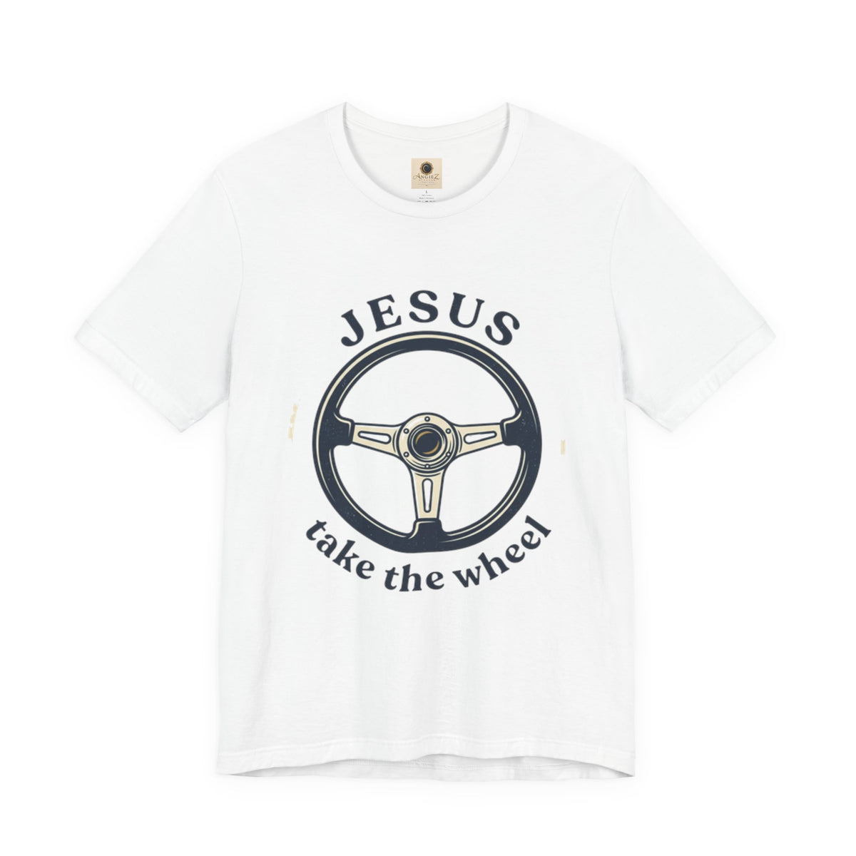 Christian Tee — "Jesus Take the Wheel" Vintage Steering Wheel Graphic
