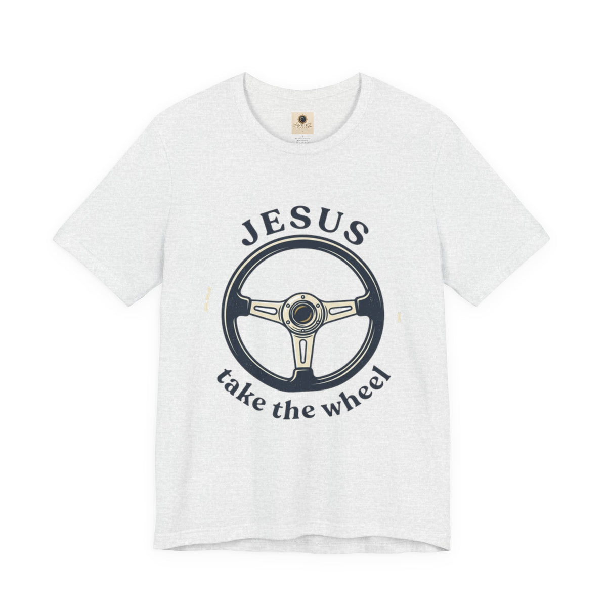 Christian Tee — "Jesus Take the Wheel" Vintage Steering Wheel Graphic