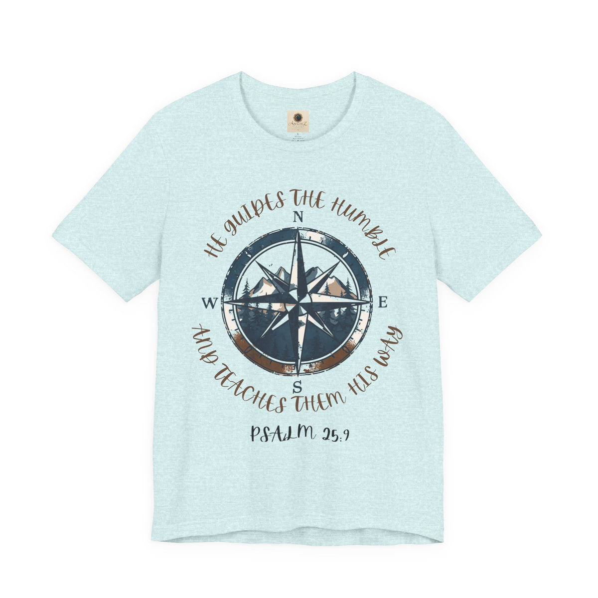 Compass Psalm T-Shirt — "He Guides The Humble and Teaches Them His Way" (Psalm 25:9)