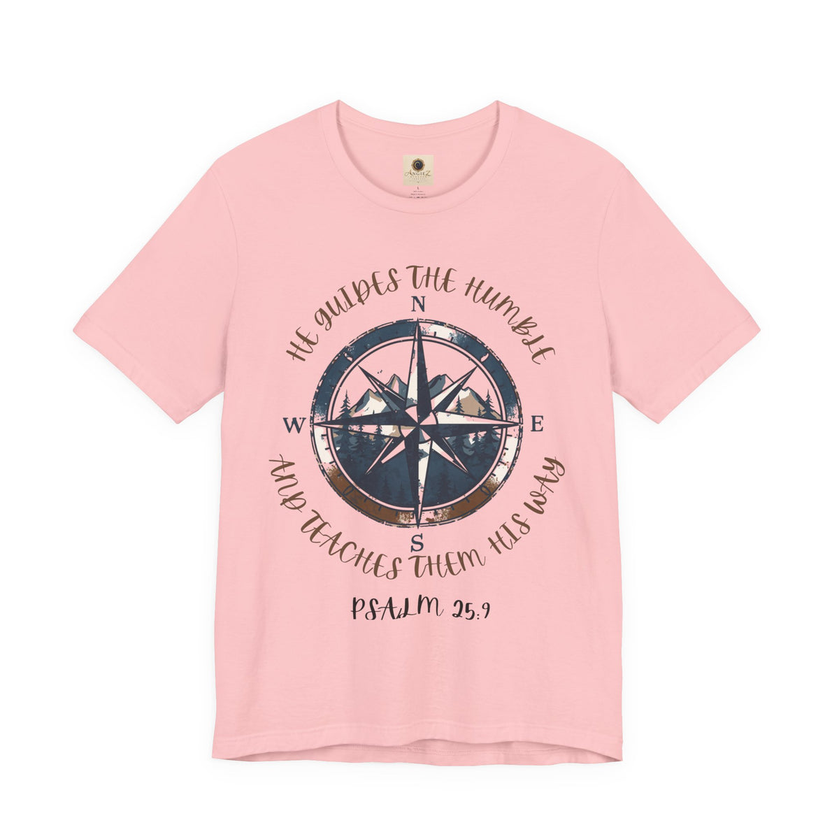 Compass Psalm T-Shirt — "He Guides The Humble and Teaches Them His Way" (Psalm 25:9)