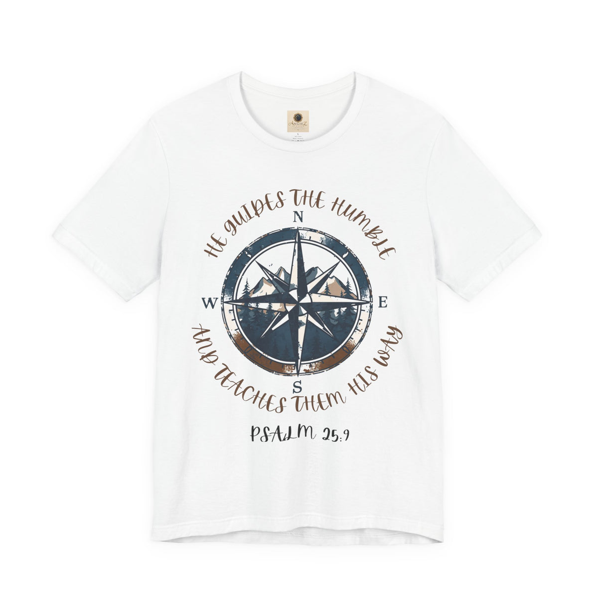Compass Psalm T-Shirt — "He Guides The Humble and Teaches Them His Way" (Psalm 25:9)