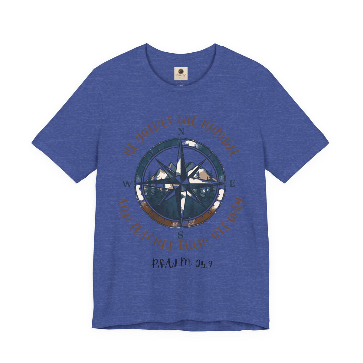 Compass Psalm T-Shirt — "He Guides The Humble and Teaches Them His Way" (Psalm 25:9)