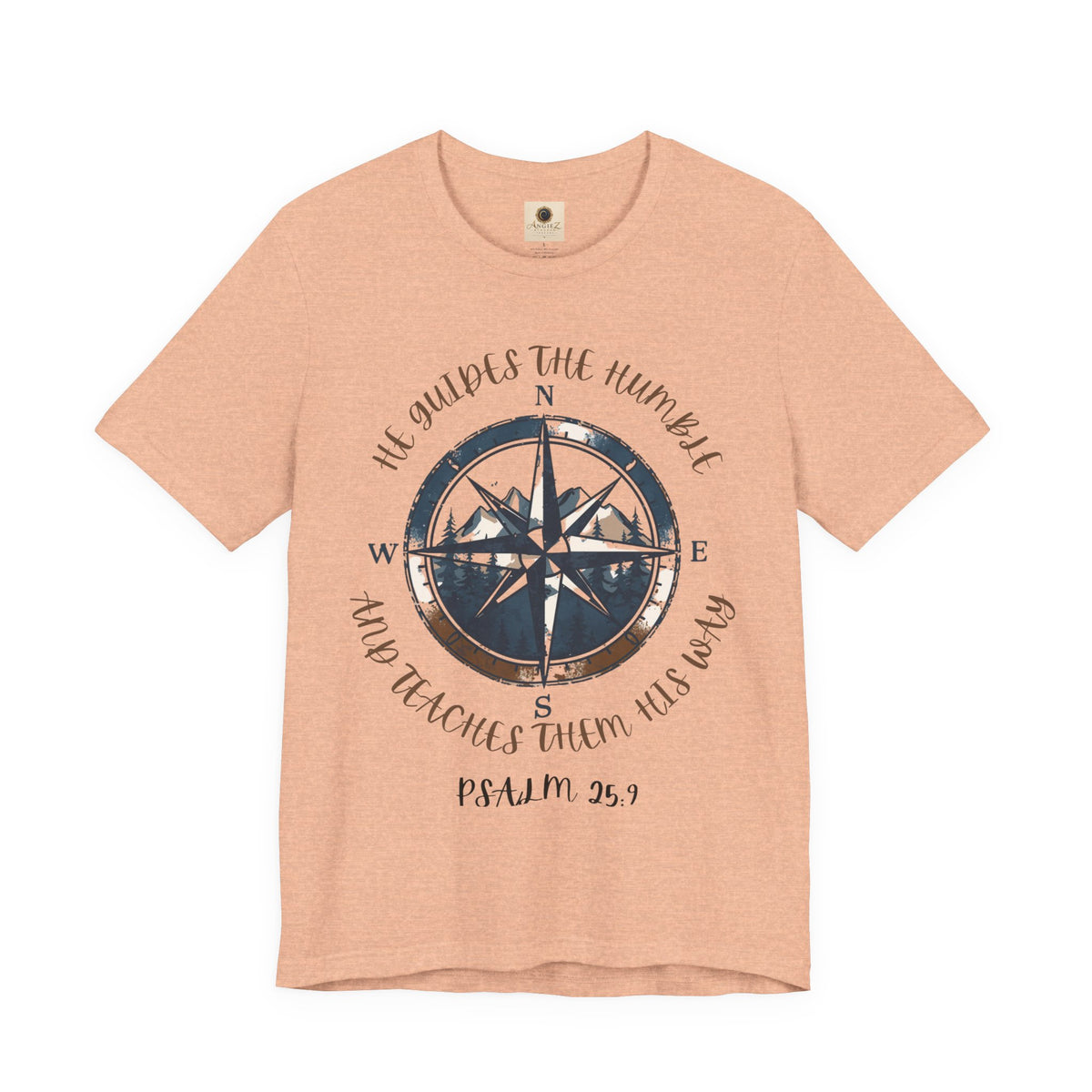 Compass Psalm T-Shirt — "He Guides The Humble and Teaches Them His Way" (Psalm 25:9)