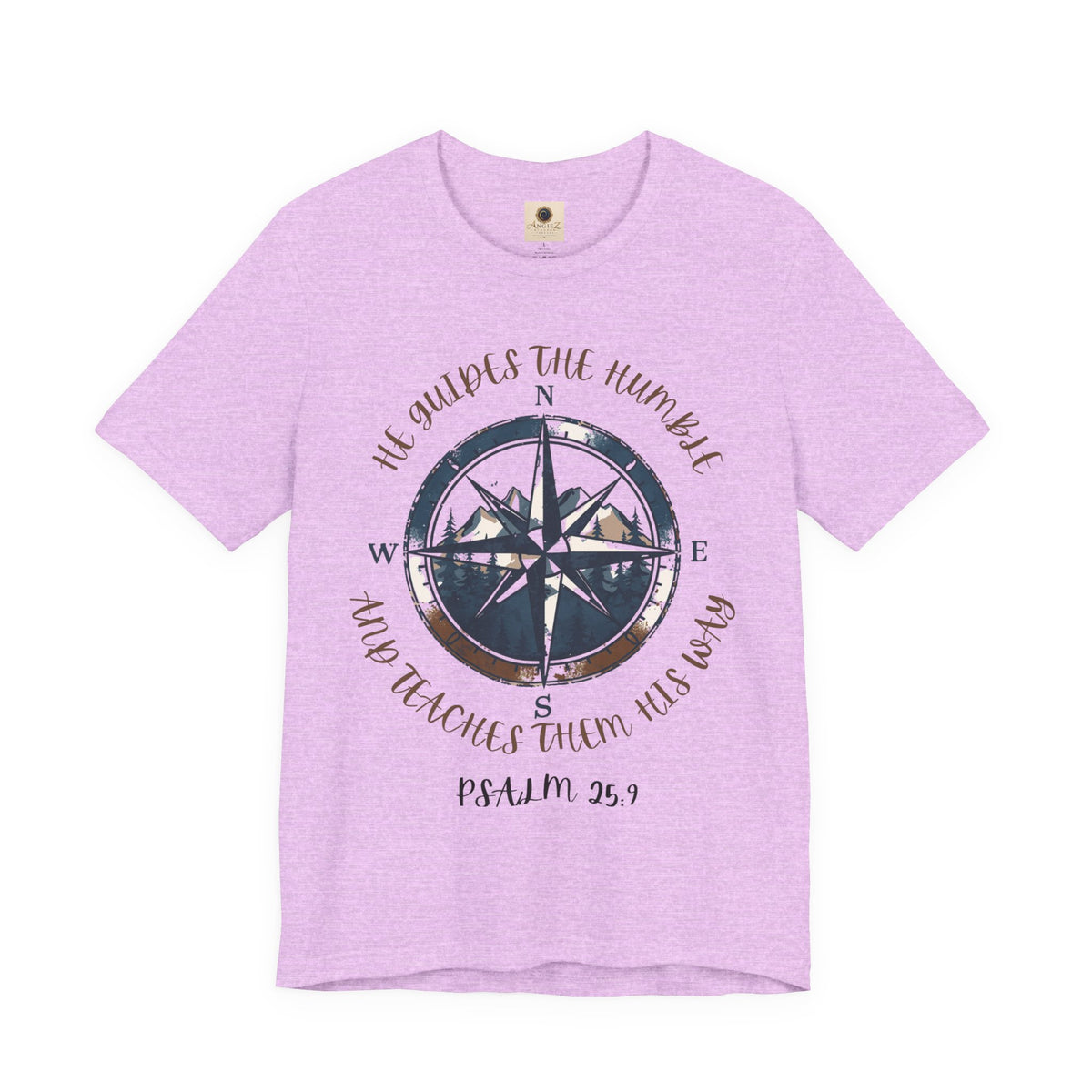 Compass Psalm T-Shirt — "He Guides The Humble and Teaches Them His Way" (Psalm 25:9)