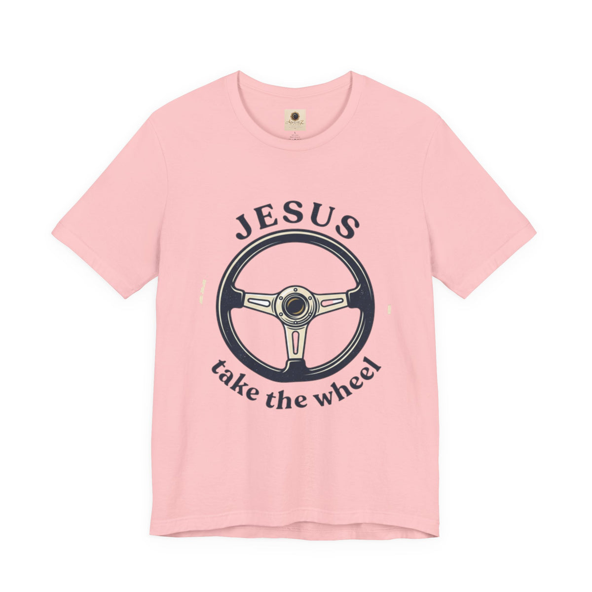 Christian Tee — "Jesus Take the Wheel" Vintage Steering Wheel Graphic