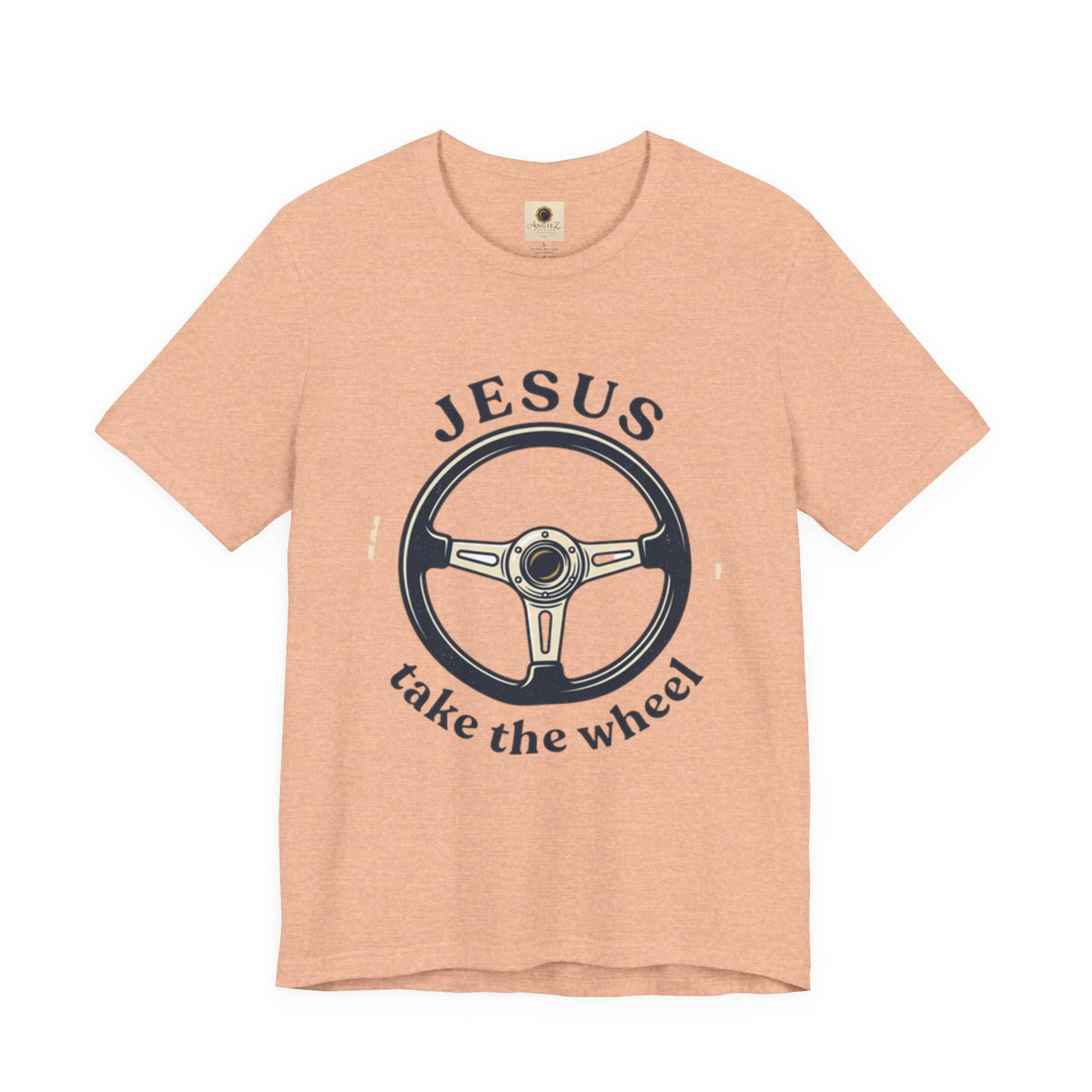 Christian Tee — "Jesus Take the Wheel" Vintage Steering Wheel Graphic